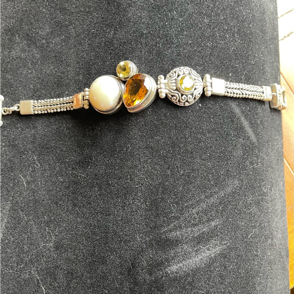 Sterling Silver Topaz/Citrine/MOP Bracelet